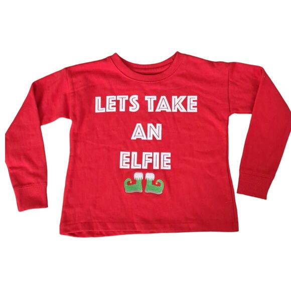 NWT C&C Kids California Red Pullover Christmas Elfie Holiday Sweatshirt  XS 4/5 - Picture 1 of 5